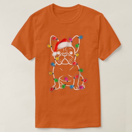 ブルドッグおもしろいドッグの木のクリスマスライトXma Tシャツ (デザイン正面)