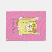 ブルドッグおもしろいフフランスのレンチーかわいい犬の漫画 フリースブランケット (正面(横))