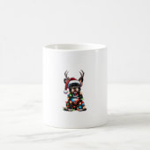 ブルドッグおもしろいフランスのクリスマスサンタハットライトレイ コーヒーマグカップ (中央)