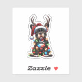 ブルドッグおもしろいフランスのクリスマスサンタハットライトレイ シール (シート)