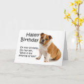 ブルドッグおもしろい誕生日カード カード (黄色い花)