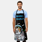 ブルドッグおもしろい「バルコナウ」ペット愛好家キッチンギフト エプロン (着用した状態)