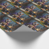 ブルドッグお洒落ハロウィン絵を描ズ ラッピングペーパー (角)