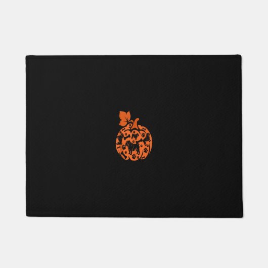 ブルドッグかわいいカボチャ形ハロウィンサンクスギビング ドアマット (正面)