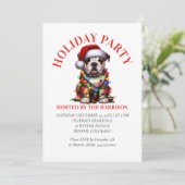 ブルドッグかわいい水彩犬のクリスマスの願い 招待状 (スタンド正面)