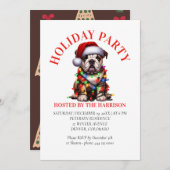 ブルドッグかわいい水彩犬のクリスマスの願い 招待状 (正面/裏面)