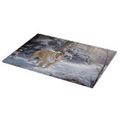 ブルドッグがそれを雪のクリスマスのブラシを渡す カッティングボード (角)