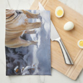 ブルドッグがそれを雪のクリスマスのブラシを渡す キッチンタオル (四つ折り)