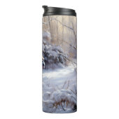 ブルドッグがそれを雪のクリスマスのブラシを渡す タンブラー (回転右)