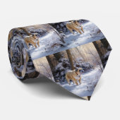 ブルドッグがそれを雪のクリスマスのブラシを渡す ネクタイ (ロール)