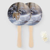 ブルドッグがそれを雪のクリスマスのブラシを渡す ハンドファン (正面&裏面)