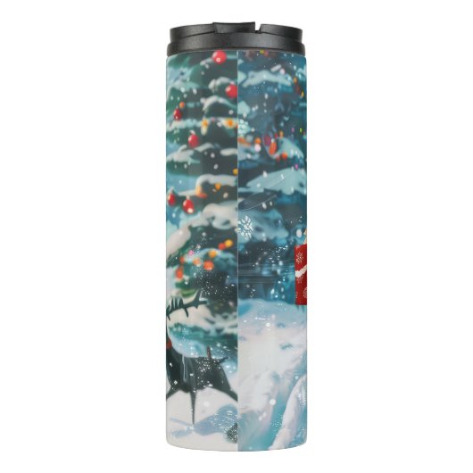 ブルドッグがバイクに乗るクリスマス タンブラー (裏面)