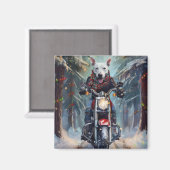 ブルドッグがバイクに乗るクリスマス マグネット (正面/裏面)
