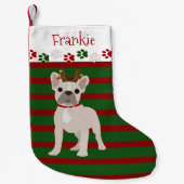 ブルドッグすてきフランスのバフ色 スモールクリスマスストッキング (正面)