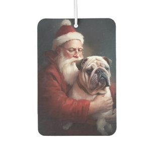 ブルドッグとサンタクロースのクリスマス カーエアーフレッシュナー