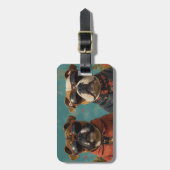 ブルドッグとハートバラバレンタインデー ラゲッジタグ (正面縦)