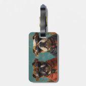 ブルドッグとハートバラバレンタインデー ラゲッジタグ (裏面縦)