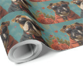 ブルドッグとハートバラバレンタインデー ラッピングペーパー (ロールコーナー)