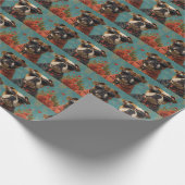 ブルドッグとハートバラバレンタインデー ラッピングペーパー (角)