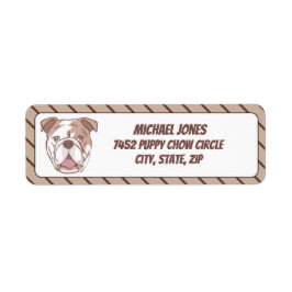 ブルドッグと茶色の対角線ストライプ付き ラベル