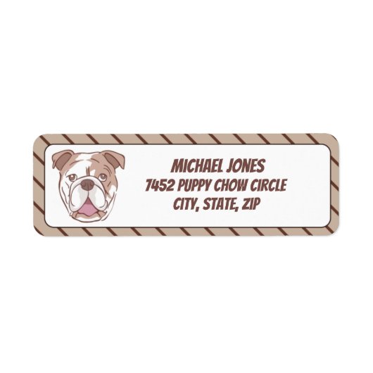 ブルドッグと茶色の対角線ストライプ付き ラベル (正面)