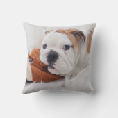 ブルドッグと遊んでいる英国のブルドッグの子犬 クッション (裏面)