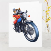 ブルドッグに乗った自転車 カード (黄色い花)