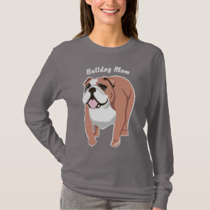 ブルドッグのお母さんの女性の長袖のTシャツ Tシャツ