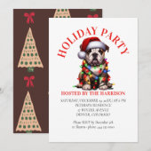 ブルドッグのかわいい水彩画の犬のクリスマスの願い 招待状 (正面/裏面)