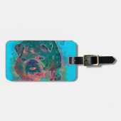 ブルドッグのしぶきの水彩画の絵画 ラゲッジタグ (正面横)