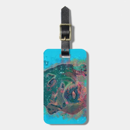 ブルドッグのしぶきの水彩画の絵画 ラゲッジタグ (正面縦)