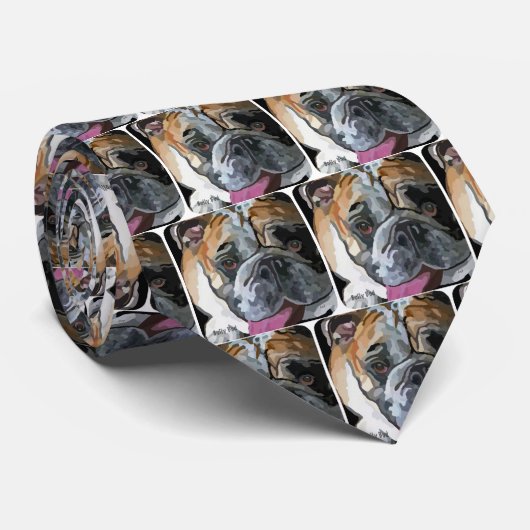 ブルドッグのよだれの顔メンズタイ ネクタイ (ロール)