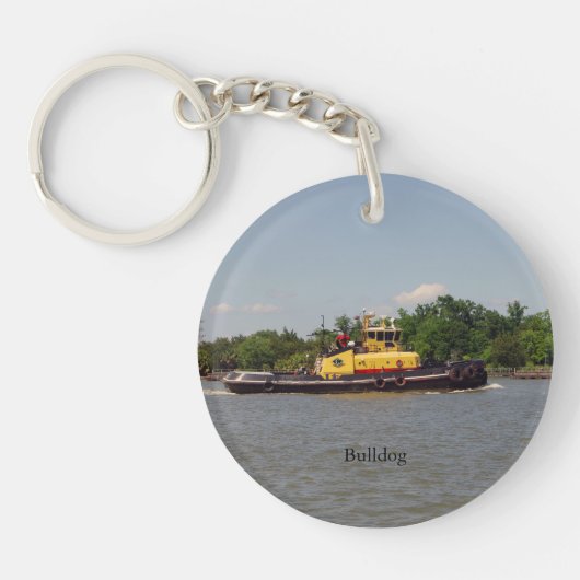 ブルドッグのアクリル製キーチェーン キーホルダー (正面)