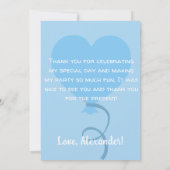 ブルドッグのイラスト 青い誕生日パーティー サンキューカード (裏面)