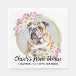 ブルドッグのウェディングナプキン　犬の写真付き スタンダードランチョンナプキン