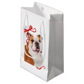 ブルドッグのクリスマスのギフトバッグ スモールペーパーバッグ (正面アングル)