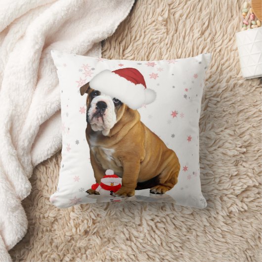 ブルドッグのクリスマスの休日の枕 クッション (ブランケット)