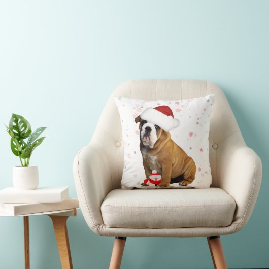 ブルドッグのクリスマスの休日の枕 クッション (椅子)