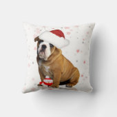 ブルドッグのクリスマスの休日の枕 クッション (裏面)