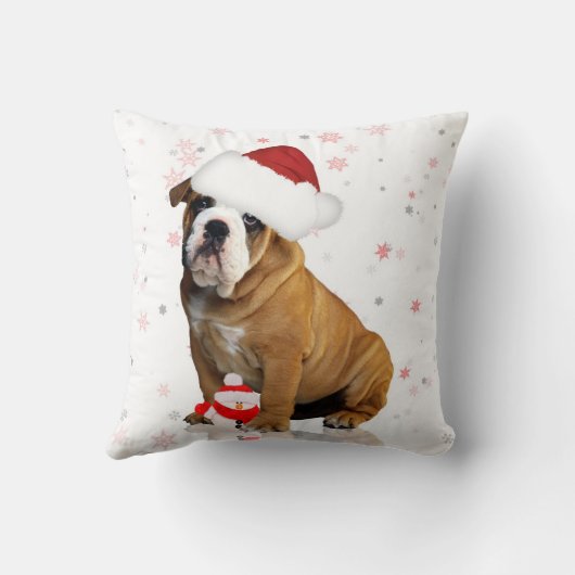 ブルドッグのクリスマスの休日の枕 クッション (裏面)