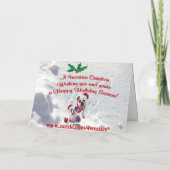 ブルドッグのクリスマスの雪場面は挨拶状を望みます シーズンカード (裏面)