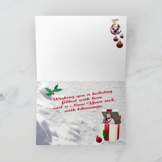 ブルドッグのクリスマスの雪場面は挨拶状を望みます シーズンカード (内部)