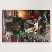 ブルドッグのクリスマスアート ジグソーパズル (横)