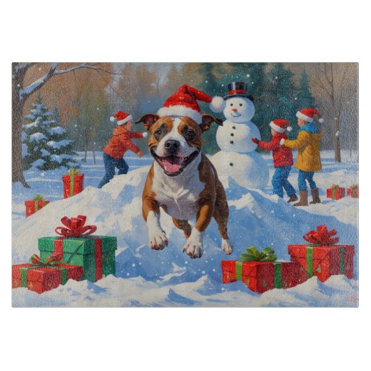 ブルドッグのクリスマス　雪の祭典 カッティングボード (正面)