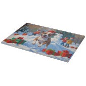 ブルドッグのクリスマス　雪の祭典 カッティングボード (角)