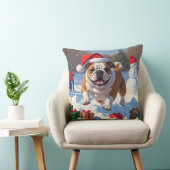 ブルドッグのクリスマス　雪の祭典 クッション (椅子)