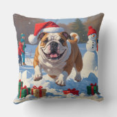 ブルドッグのクリスマス　雪の祭典 クッション (裏面)