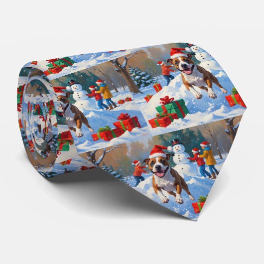 ブルドッグのクリスマス　雪の祭典 ネクタイ (ロール)