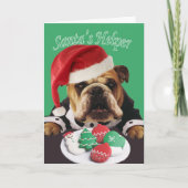 ブルドッグのサンタの助手のクリスマスカード シーズンカード (正面)