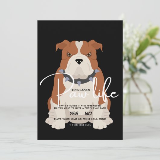 ブルドッグのデートのお誘い 招待状 (スタンド正面)